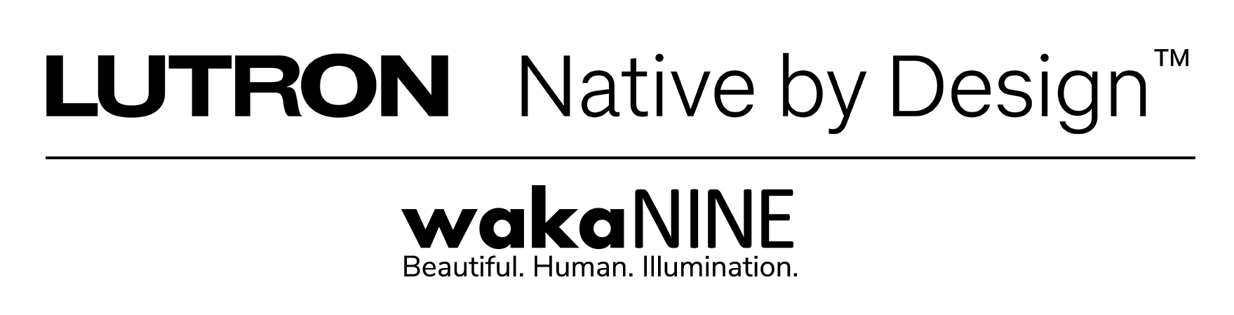Lutron Native by Design and wakaNINE branding marks